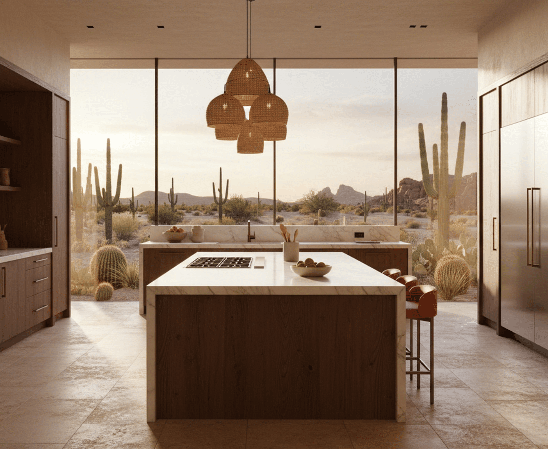 Amy Koch realtor Scottsdale modern luxury kitchen with desert views and large windows